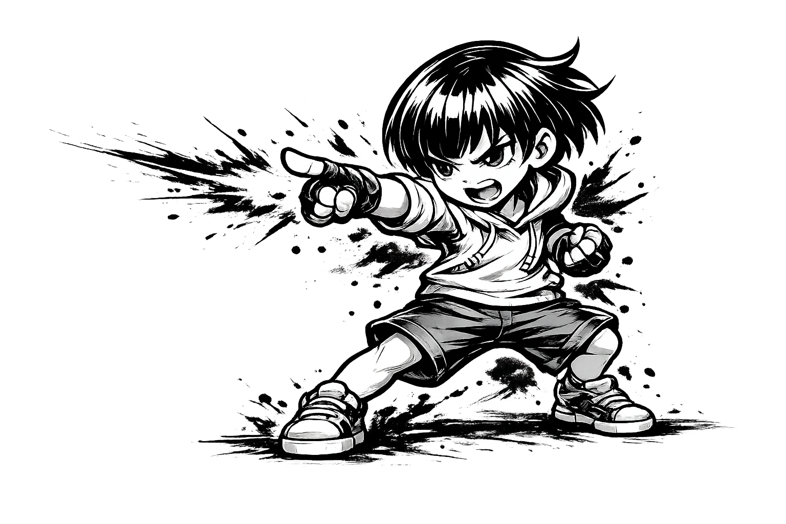 Character in grayscale