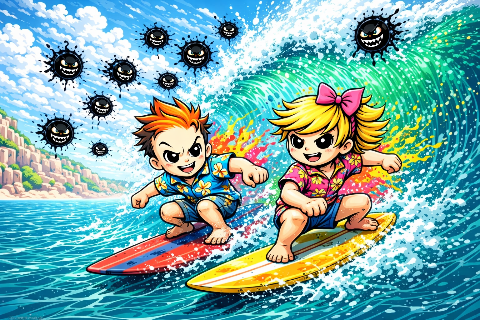 Roy and Cmy surfing away from Dark Suns