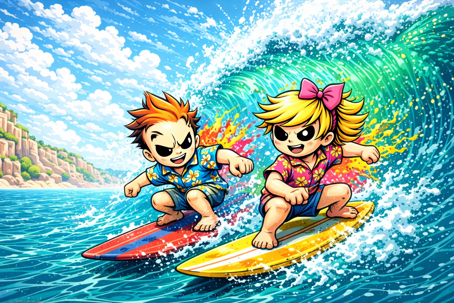 Roy and Cmy riding the wave